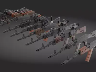 AK-74 Pack - game asset Low-poly 3D model