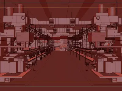 Modern factory assembly and manufacturing workshop 3D model purchase