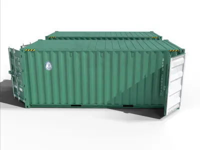 20ft Cargo Container Green Low-poly 3D model
