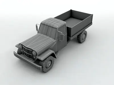Antique Jeep Pickup Truck Low-poly 3D model