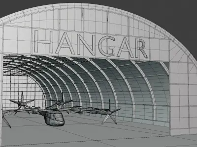 Hangar with Hyundai S-A1 air taxi 3D model
