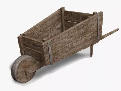Wooden barrow Free low-poly 3D model