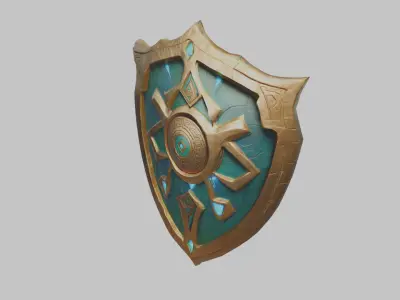 Stylized Medieval Fantasy Lowpoly Shield Low-poly 3D model