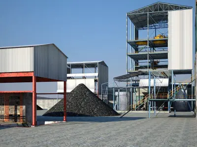 Old industrial Mining plant for game and animations Low-poly 3D model