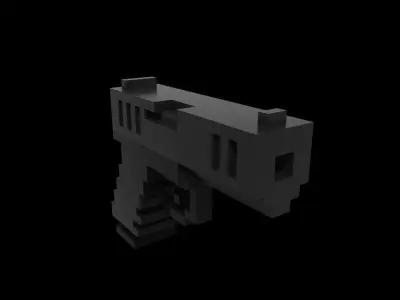 Voxel Gun Glock Low-poly 3D model