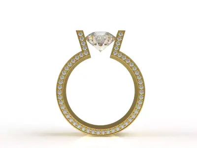 Round Solitaire Mens Ring 3D print model