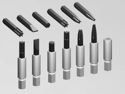 Screwdriver tops  set Low-poly 3D model