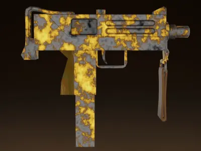 Three stylized Mac-10 PBR game ready Low-poly 3D models Low-poly 3D model