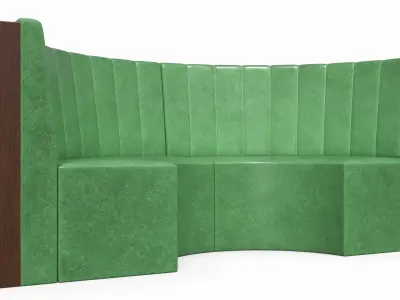 Curved Restaurant Booth Sofa with Wood Panel 3D model