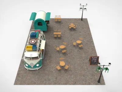Set Food coffee street cafe 3D model