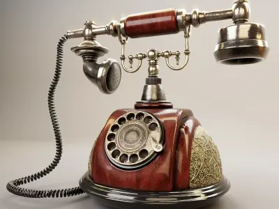 Vintage Rotary Telephone Antique Interior 3D Model Low-poly 3D model