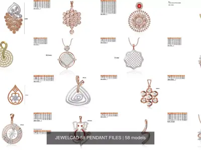 JEWELCAD 58 PENDANT FILES 3D Model Pack