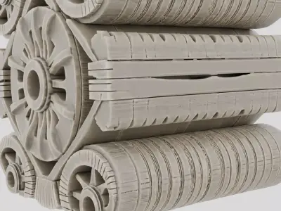 Fantasy Wooden Supply Wagon Wheel Stack for 3D print Low-poly 3D model