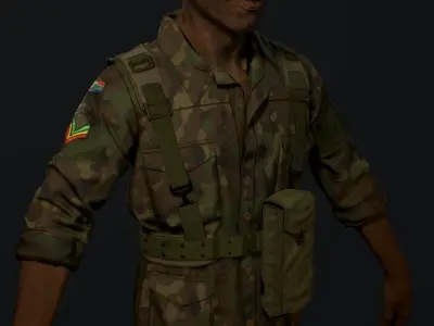  African soldier Low-poly 3D model