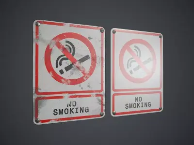 Plastic No Smoking Sign 3 PBR Game Ready Low-poly 3D model