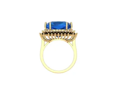 Cushion Solitaire Art deco Ring 3D print model 9