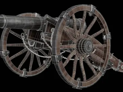 Vintage Cannon - 3D Model  and Textures Low-poly 3D model
