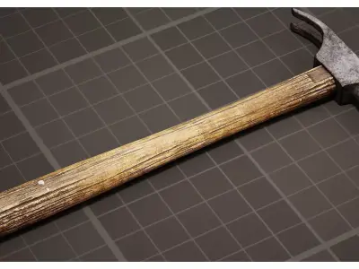 Classic Claw Hammer with Weathered Wood Handle Low-poly 3D model