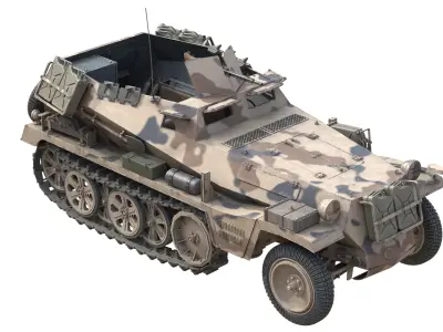 Sd Kfz 250 Half Track Armored Personnel Carrier Low-poly 3D model
