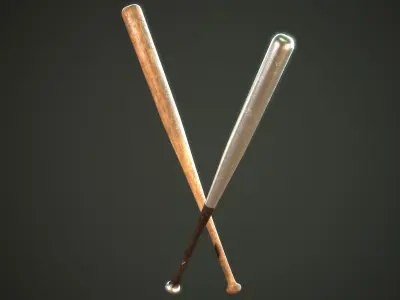 PROCEDURAL BASEBALL BAT Low-poly 3D model