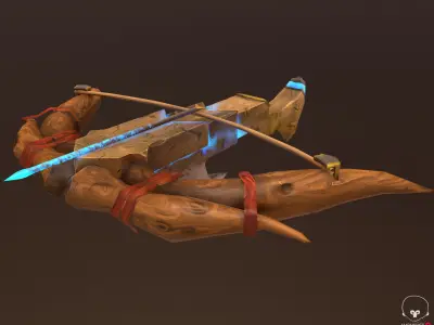 Crossbow bow and arrow with lights Low-poly 3D model