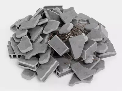 Pile of Debris V1 - Concrete Rubble Cluster 3D model
