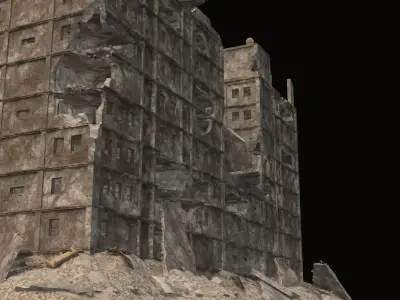 DESTROYED BUILDING 8 Low-poly 3D model purchase