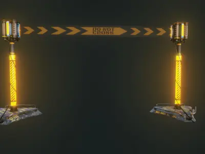  MODULAR Cyberpunk Holographic Signal Low-poly 3D model