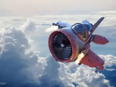 Stylized WAR PLANE for games and animation Low-poly 3D model