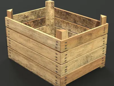 Wooden Fruit Crate 02 Low-poly 3D model
