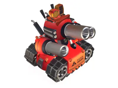 Red Advanced Tank Low-poly 3D model