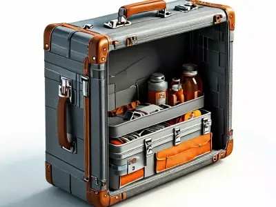 Vintage Travel Suitcase with Accessories Low-poly 3D model