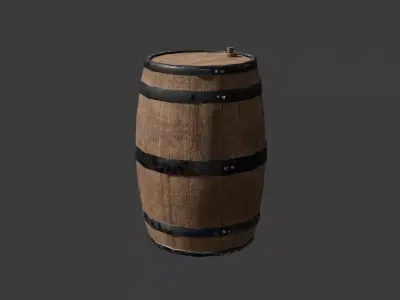 Low poly Wooden Barrel Model Low-poly 3D model