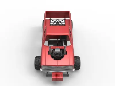 Old school pulling truck 4wd Scale 1 to 25 3D print model