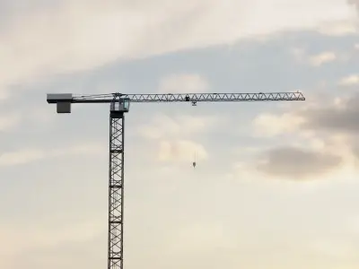 Flat Top Tower Crane 6 - Construction Crane 3D model