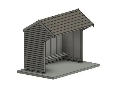 Model Railway Wooden Bus Shelter 3D print model