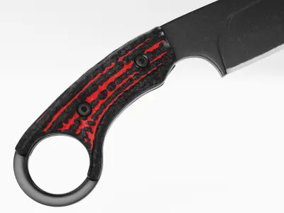 Tactical Combat Knife - Military - Karambit Style 01 Red Low-poly 3D model