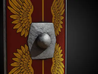 Lowpoly PBR Game-Ready Roman Scutum Shield Low-poly 3D model