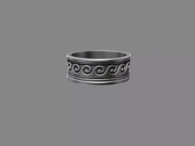 Ancient Greek Waves wedding band engagement ring 3D print model