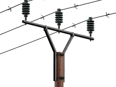 Wood Power line pole 3D model
