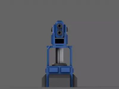PBR Turret Gun 02 Blue Low-poly 3D model