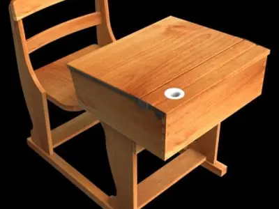 Victorian school desk with combined chair Free 3D model