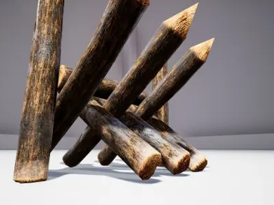 Medieval Wooden Barricade Low-poly 3D model