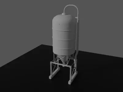 Game Ready Old Industrial Silo without textures Low-poly 3D model