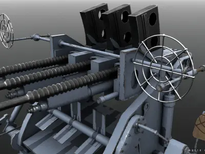 Japanese Type 96 25mm triple gun Low-poly 3D model