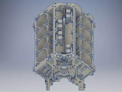 v8 engine block 3D model