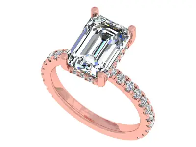 Emerald Stone Solitary Engagement Ring 3D print model purchase