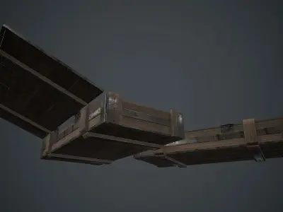 Wooden Weapon Case 2 PBR Game Ready Low-poly 3D model