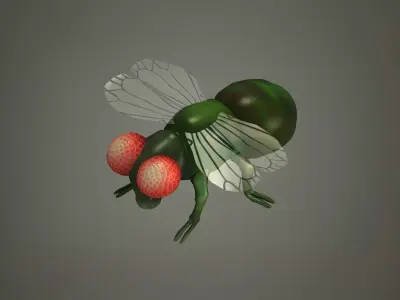 cartoon fly fly beetle insect character 3D model