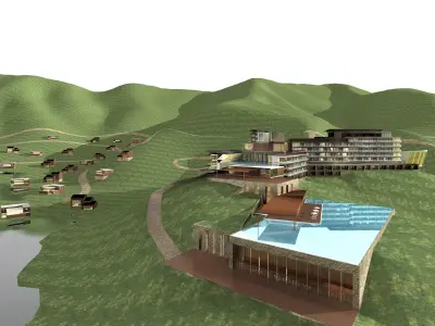 Architecture resort in mountains 3D model